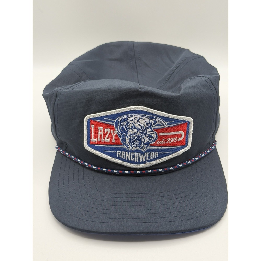 Lazy J Ranch Wear Bull Patch Trucker Hat Navy Blue Est 2013 Fort Worth TX